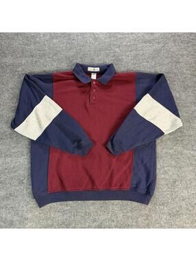 Vintage Penguin Sport Colorblock Rugby Long Sleeve Polo Shirt Large Preppy